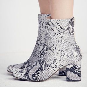 Free People Cecile Grey Snake Ankle Booties